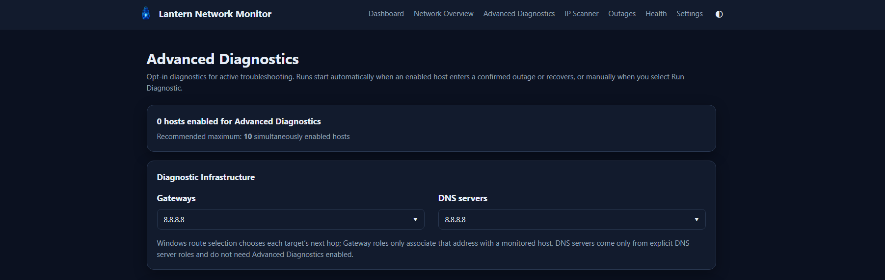 Diagnostic Infrastructure and targets